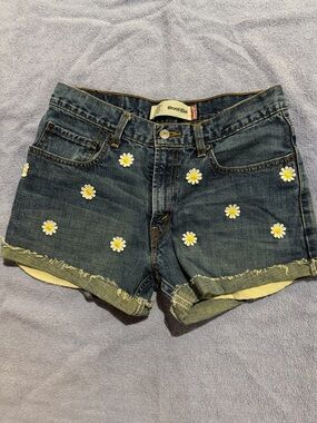 Levi’s 527 Jean Shorts with one-of-kind Daisy Embroidery